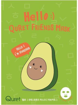 Quret Hello Friends Mask – Avocado - Maska W Płachcie Z Ekstraktem Awokado 25G
