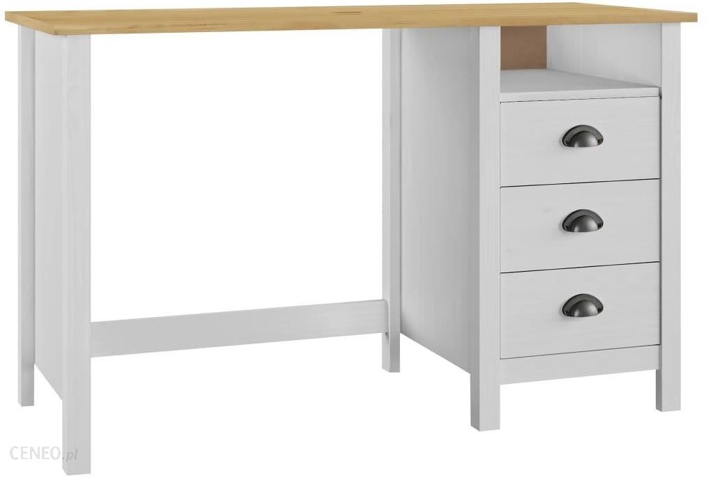 „Vidaxl Desk Hill“ serija su 3 stalčiais 120X50X74 cm vientisa eglė (288998)