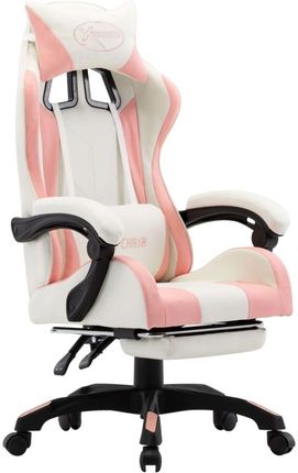 vidaXL Fotel Dla Gracza Z Podnóżkiem Różowo-Biały Sztuczna Skóra (287994)