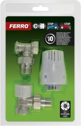 Ferro Komplet termostatyczny kątowy z zaworem z nastawą wstępną (ZTMN02)