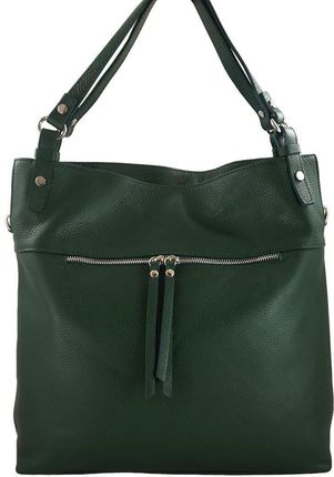 Barberini's Duży Skórzany Worek / Shopper Bag - A4 - Zielony Ciemny - Zielony Ciemny