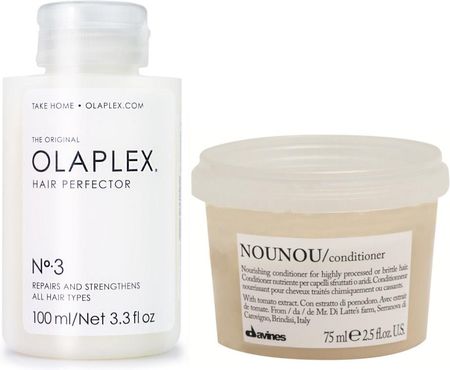 Olaplex Hair Perfector No.3 And Nounou  Zestaw Do Włosów Kuracja 100ml + Odżywka Do Włosów Zniszczonych 75ml