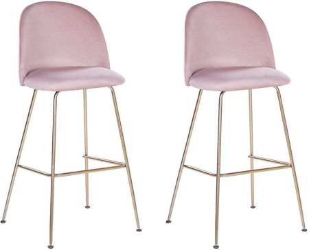 Beliani Zestaw 2 krzeseł barowych wysokie tapicerowane welurem różowe Arcola