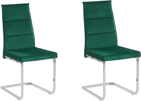Beliani Zestaw 2 krzeseł wspornikowych do jadalni welurowy zielony Rockford