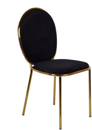 Welurowe Krzesło Z Metalowymi Nogami Czarne 44X51X92Cm