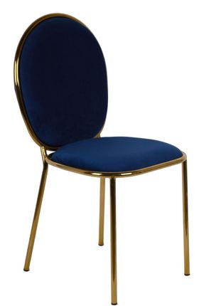 Welurowe Krzesło Z Metalowymi Nogami Granatowe 44X51X92Cm