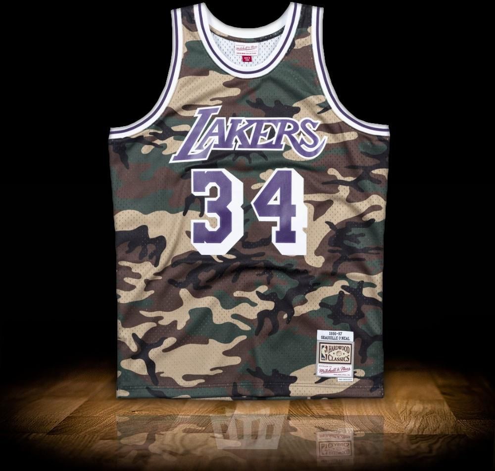MITCHELL & NESS Los Angeles Lakers Shaquille O'Neal 1996-97 Tiger Camo  Swingman Jersey SMJYBW19092-LALCAMO96SON - Karmaloop
