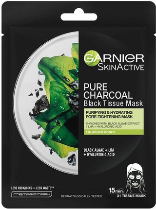 Garnier SkinActive Pure Charcaol Black Algae Purifying & Hydrating Pore-Tightning Maska w płachcie 32 ml