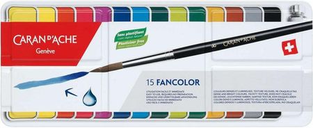 Caran D'Ache Farby Plakatowe Z Pędzelkiem Gouache Studio Fancolor 15 Sztuk Mix Kolorów