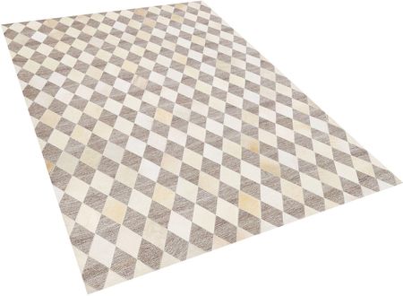 Beliani Nowoczesny dywan skórzany patchwork 140x200 geometryczny beżowo brązowy Seslice