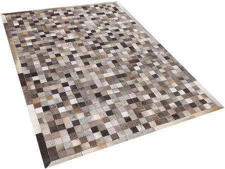 Beliani Dywan patchwork brązowo-szary skórzany 140 x 230 cm podszycie z filcu Armutlu