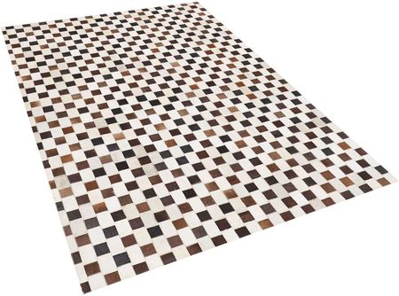 Beliani Nowoczesny dywan patchworkowy ze skóry bydlęcej 140 x 200 cm beżowo-brązowy Kayabey