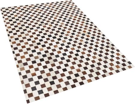 Beliani Nowoczesny dywan patchworkowy ze skóry bydlęcej 160 x 230 cm beżowo-brązowy Kayabey