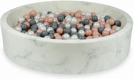 Mimii Suchy basen 130x30 marmur z piłeczkami 600szt różowe złoto szare perłowe 