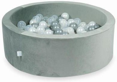 Mimii Suchy basen z piłeczkami 200 sztuk 90x30 velvet szary przezroczyste perłowe srebrne 