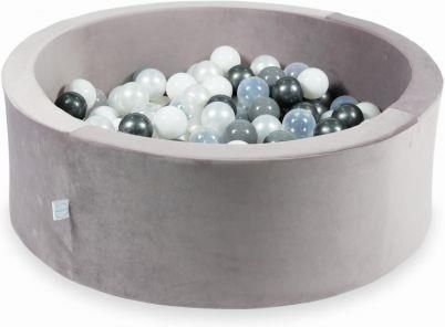 Mimii Suchy basen z piłeczkami 200 sztuk 90x30 velvet lila perłowe szare białe przezroczyste metaliczny grafit 