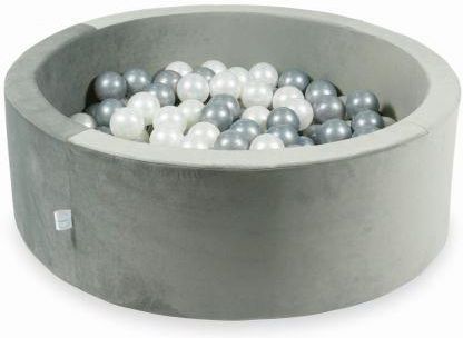 Mimii Suchy basen z piłeczkami 200 sztuk 90x30 velvet szary perłowe srebrne 
