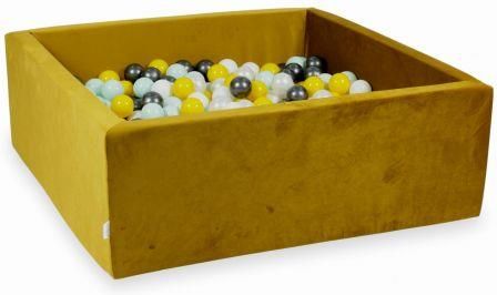 Mimii Suchy basen z piłeczkami 600 sztuk 110x110 velvet zloty żółte jasne miętowe metaliczny grafit białe perłowe 