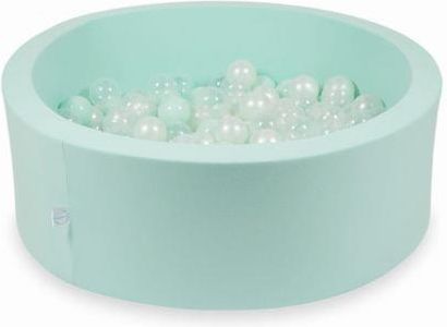 Mimii Suchy basen miętowy 90x30 z piłeczkami 200 sztuk przezroczyste perłowe jasno miętowe 