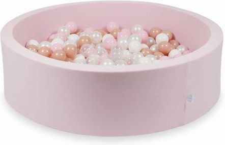 Mimii Suchy basen różowy 115x30 z piłeczkami 400 sztuk przezroczyste białe perłowe jasno różowe różowe złoto 