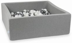 Zdjęcie Mimii Suchy basen szary 110x110 z piłeczkami 600 sztuk białe perłowe metaliczny grafit  - Dzierzgoń