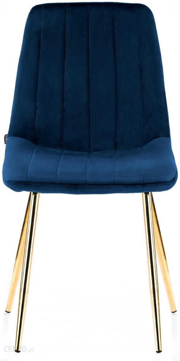 Krzesło Welurowe Tapicerowane Pikowane Granatowe Sarva