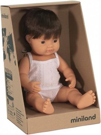 Miniland Europejczyk lalka chłopiec brązowe włosy 38 cm