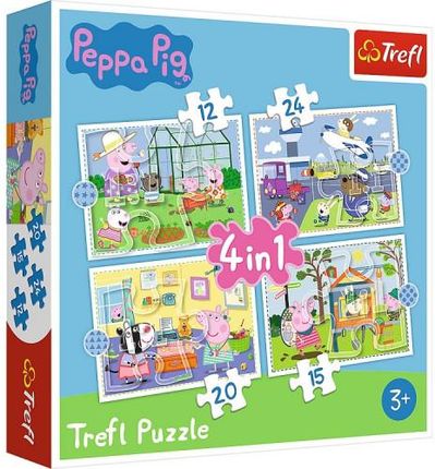 Trefl Puzzle 4W1 Wspomnienia z wakacji Świnka Peppa 34359