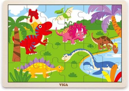 Viga 51460 Puzzle Na Podkładce 24El. Dinozaury