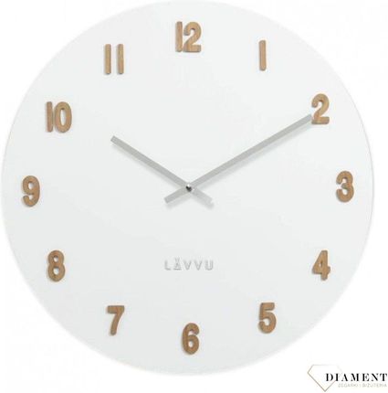 Lavvu Zegar Ścienny Okrągły W Białym Kolorze Z Dodatkiem Drewna (Lct4070)
