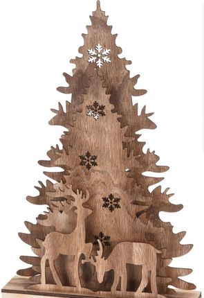 4Home Dekoracja Bożonarodzeniowa Drewniana Christmas Tree With Reindeers, 38,5cm