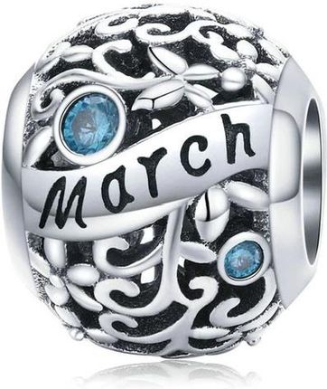 Valerio Rodowany Srebrny Charms Do Pandora Miesiąc Marzec Month March Cyrkonie Srebro 925 (CHARM216)