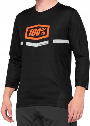 100% Koszulka Męska Airmatic 3/4 Sleeve Black Orange 