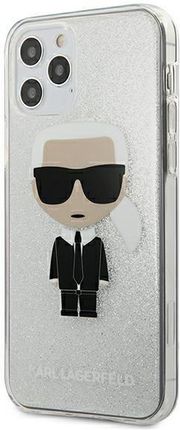Karl Lagerfeld Etui Apple iPhone 12 mini srebrny/silver hardcase Glitter Ikonik (KLHCP12SPCUTRIKSL)