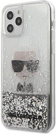 Karl Lagerfeld iPhone 12 5,4" srebrny/silver hardcase Ikonik Liquid Glitter (KLHCP12SGLIKSL)