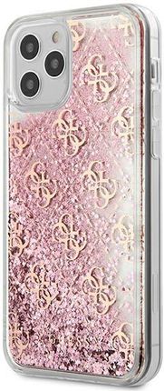 Guess Apple iPhone 12/12 Pro różowy/pink hardcase 4G Liquid Glitter (GUHCP12MLG4GSPG)