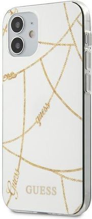 Guess Apple iPhone 12 mini biały/white hardcase Gold Chain Collection (GUHCP12SPCUCHWH)