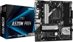 ASROCK PŁYTA GŁÓWNA A520M PRO4 AM4 4DDR4 HDMI/DP/VGA M.2 MATX