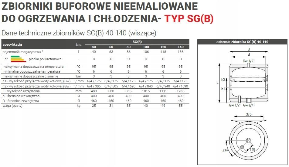 Galmet Wiszący Zbiornik Buforowy Do Pomp Ciepła 40 70047000