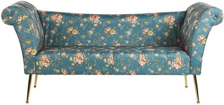 Beliani Szezlong leżanka tapicerowany welurowy dwustronny złote nóżki niebieski Nantilly