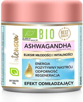 Tabletki Intenson Bio Ashwagandha Suplement Diety 200 szt.