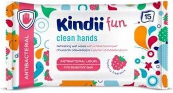 Harper Hygienics Kindii Fun Chusteczki Odświeżające Płynem Antybakteryjnym O Zapachu Maliny 15Szt.