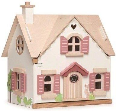 Tender Leaf Toys drewniany dwupiętrowy domek dla lalek z mebelkami Cottontail Cottage
