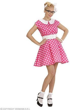 Widmann Sukienka Różowa W Groszki Lata 50 Rozmiar M