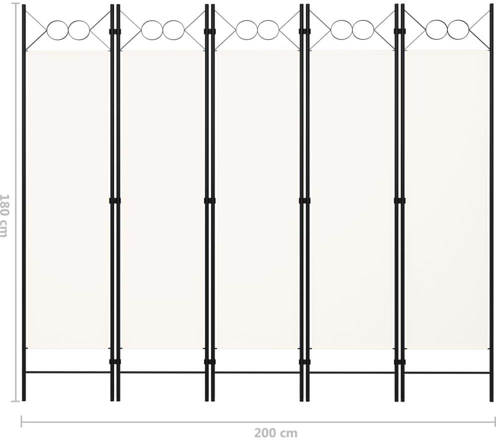 Parawan 5 panelowy biały 200x180cm - zdjęcie 1 Parawan 5 panelowy biały 200x180cm
