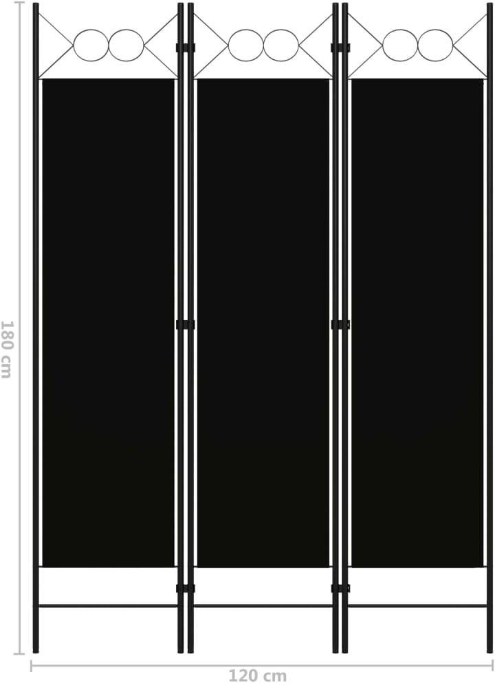 Parawan 3 panelowy czarny 120x180cm - zdjęcie 3 Parawan 3 panelowy czarny 120x180cm
