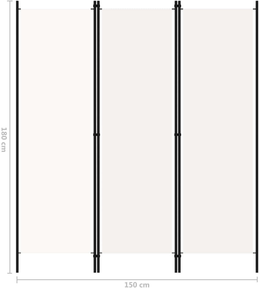 VidaXl Parawan 3 panelowy biały 150x180cm - zdjęcie 2 VidaXl Parawan 3 panelowy biały 150x180cm