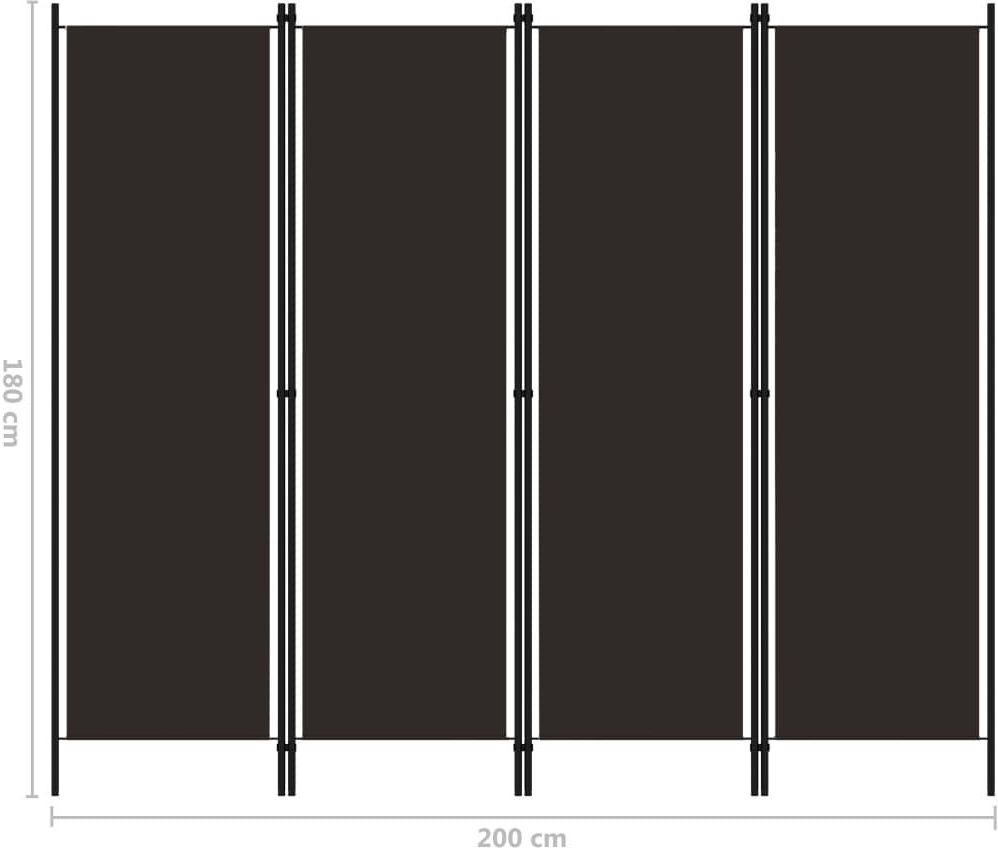 VidaXl Parawan 4 panelowy brązowy 200x180cm - zdjęcie 2 VidaXl Parawan 4 panelowy brązowy 200x180cm
