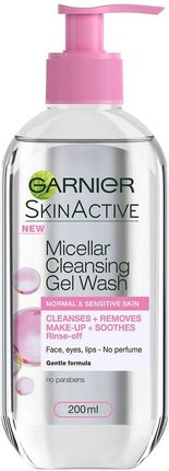 Garnier SkinActive Micellar Cleansing Gel Wash Żel micelarny do mycia twarzy dla skóry wrażliwej 200 ml
