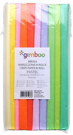 Bibuła marszczona GIMBOO Pastel w rolce 25x200cm 10szt. mix kolorów